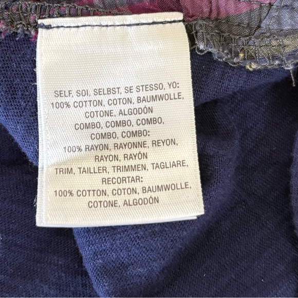 XS Anthropologie Postmark Navy Floral and Plaid Contrast Top - Picture 9 of 14